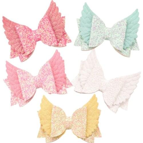 100PCS Cute Big Hair Bows for girls Glitter Hairbow Baby Kids Hair Accessories Headwrap Boutique Bowknot Hairclip