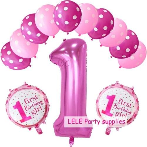 13pcs1st Baby Shower Balloons Boy Girl Birthday Party Decoration Helium Ballons Polka Dot Latex Balloon Kids toys party supplies