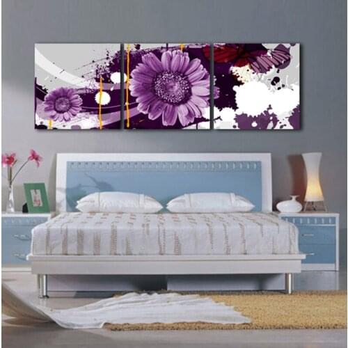 3pcs Unframed Print poster canvas purple flower Decoration art oil painting Modular pictures on the wall bedroom restaurant