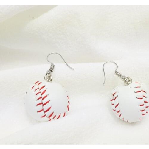 3D leather teardrop round baseball earrings plated dangle earrings soft ball hippie mini wholesale
