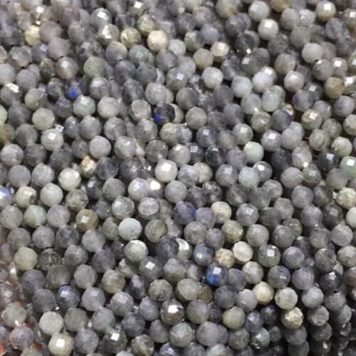 4MM 1Strand-95Pcs Section Face 100% Natural Grey Moonstone Loose Bead Strands Semi-Precious Stone Jewelry Beads