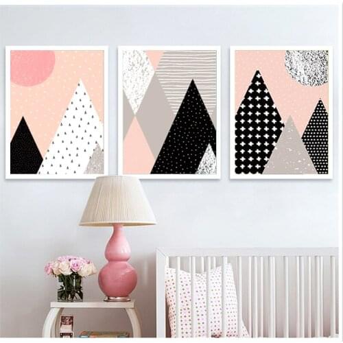 Abstract Pink Modern Canvas Paintings Wall Art Geometric Poster Wall Pictures for Living Room Decorative POP Art Kids Gift