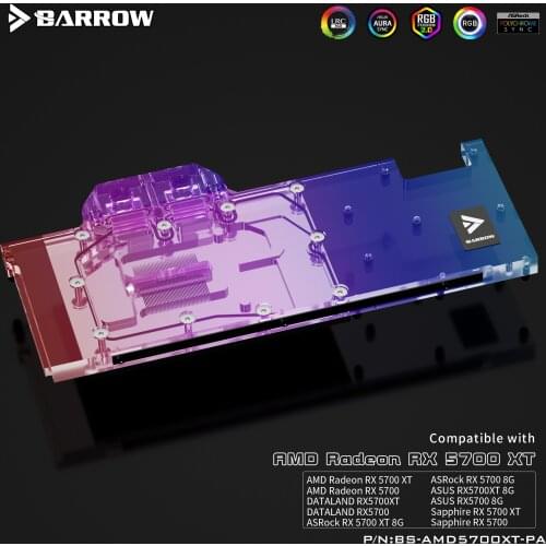 Barrow GPU cooler PC Water Cooling video Water Block for AMD 5700XT Aurora LRC2.0 BS-AMD5700XT-PA