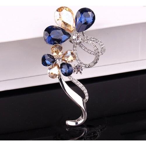 TODOX man Brooches Fashion beauty Women big rose gold Zinc Alloy crystal exquisite flower pins hot sale wedding party Gift man