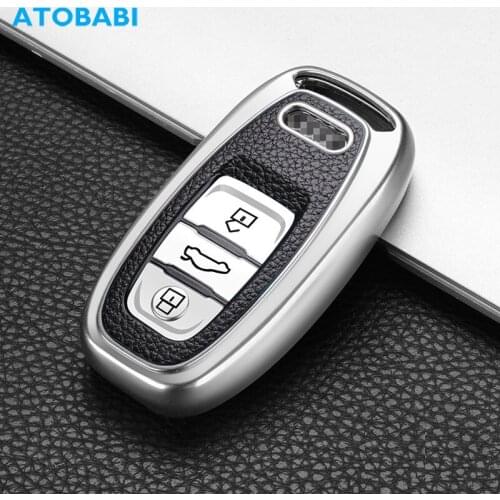 TPU Car Key Cover For Audi A6 A8 S6 S7 A5 A4 S4 S5 Q5 Q7 Leather Pattern Smart Remote Fob Shell Case Keychain Holder Protect Bag