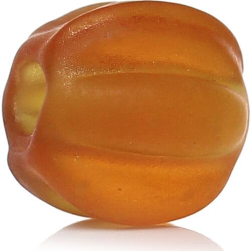 DoreenBeads Lampwork Glass Beads Pumpkin Shape Frosted About 8mm( 3/8") x 8mm( 3/8"), Hole: Approx 2mm, 50 PCs