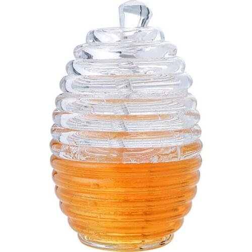 Bee Honey Jar with Stirring Rod Spoon Honey Juice Jam Jar Sticks Dip Server Drizzler Dispenser Home Kitchen Tools