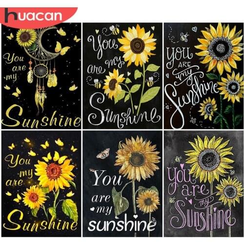 HUACAN 5D DIY Diamond Painting Sunflower Blackboard Cross Stitch New Arrival Diamond Embroidery Flower Handicraft Home Decor
