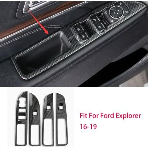 CITALL 4pcs/Set Car Inner Door Window Lift Switch Button Panel Cover Trim Fit For Ford Explorer 2016-2018 2019 Left Hand Drive
