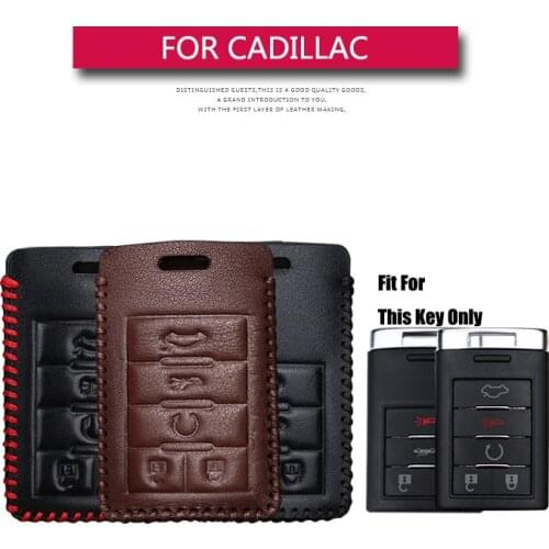 Leather Car Key Case Cover Shell For Cadillac Escalade SRX XTS XT5 ATS CTS BLS STS 2021 Smart Key Shell Accessories