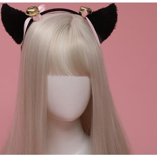 Adults Children Cute Big Bell Cat Ears Cosplay Props Lolita Makeup Ball Halloween Party Accessories