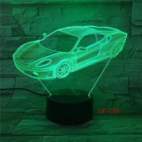 Car Model LED 3D Lamp USB Illusion Colorful Desk Table Lamp Children Bedroom Night Light Home Atmosphere Lamp Office Ligh AW-720