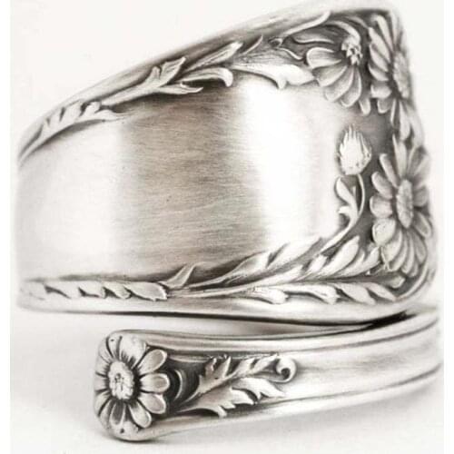 Fashion Fresh Style Carved Flower Silver Color Women Rings Wedding Engagement Ring Party Jewelry
