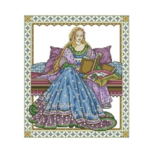 Joan Elliott-Reading Beauty Counted Cross Stitch 11CT 14CT 18CT Cross Stitch Kits Embroidery Needlework Sets