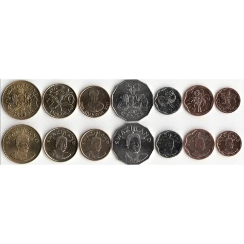 Swaziland 7 Pieces Set Coins Africa New Original Coin Unc Collectible Edition Real Rare Commemorative