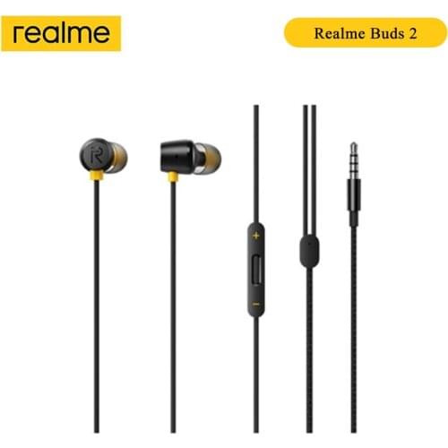 Realme Buds 2 Earphone bass boost Wired 3.5mm 3 Button Remote Earbuds In-Ear With Mic Wired Magnetic Headset For Smartphone