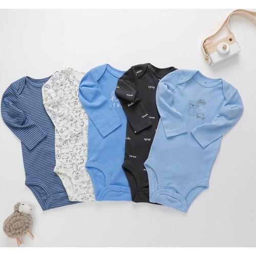 New Original Baby Girls Boys Long Sleeves Cotton Bodysuit Baby Fashion Jumpsuit 5pcs/lots Newborn clothes