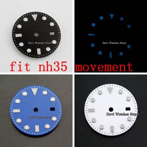 New 31.5mm Nologo Watch Dial Luminous Date Window Fit NH35 Movement Watch Needle