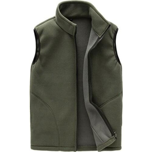 Autumn men fleece vest high quality Solid color warm sleeveless jacket winter Casual mens zipper Waistcoat Thermal Outwear Top