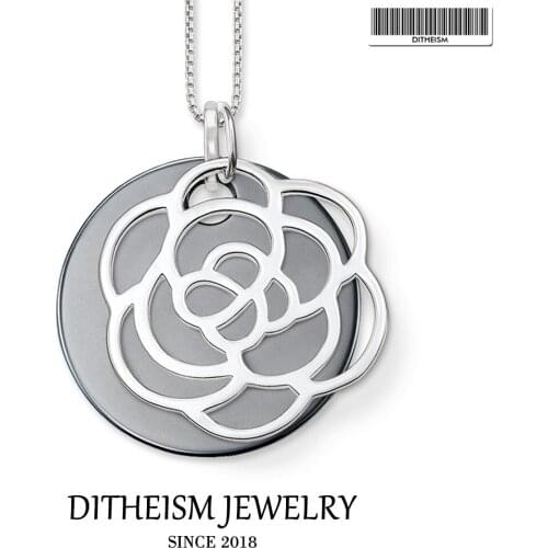 Link Chain Necklace Flower Ornament, 2018 New Fashion 925 Sterling Silver Jewelry Trendy Gift For Women Girls