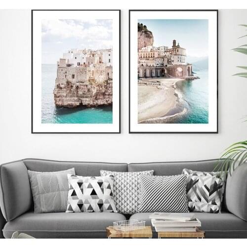 Nordic Travel Poster Amalfi Beach Canvas Painting Polignano A Mare Art Print Modern Wall Picture For Living Room Home Decor