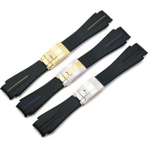 Watch Accessories Band for Rolex GMT Yacht Master Water Ghost Submariner Series Watch Clasp Mens 20 21mm Silicone Watch Strap