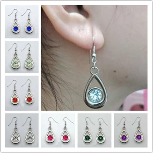 9-color birthstone drop-shaped earrings, fashion earrings, ladies fashion jewelry