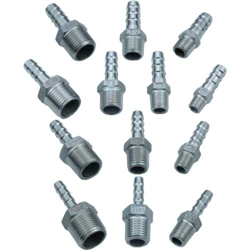 Hose Tail Brab Male Male Straight Fitting 6/8 mm Hose ID * 1/8"/1/4 BSPT Stainless Steel 304 Casting