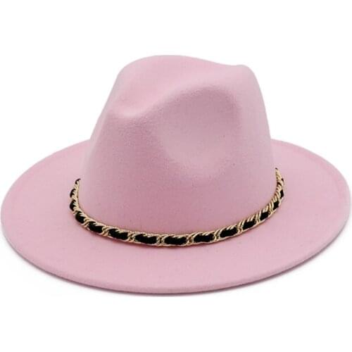 H7586 Autumn Winter Fedoras Hat Women British Retro Flat Brim Jazz Cap Ladies Simple High Quality Church Party Shopping Hats