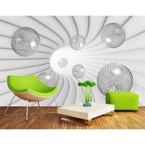 Modern 3D Stereoscopic Ball Mural Wallpaper Living Room Study Background Wall Painting Space Extension