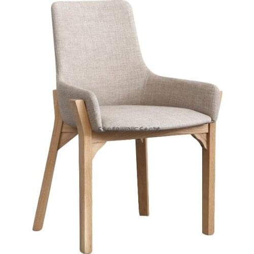Nordic White Oak Solid Wood Dining Chair Japanese Log Color Simple Modern Coffee Chair Leisure Chair Net Red Chair
