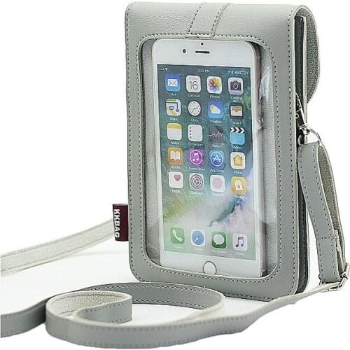 Touch Screen Mobile Phone Transparent PU Leather Crossbody Shoulder Bag Women Fashionable Purses And Handbags Ladies Mini bags