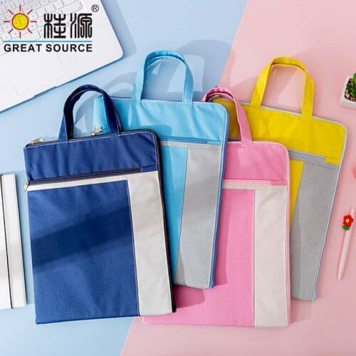 Stationery Supplies Bag File Zipper Bags Foolscape Document Bag Colorful Oxford Fabric Pad Portable Bag (W28*H35cm)1PC