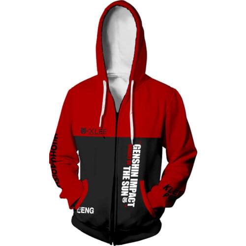 Genshin Impact Hoodie Cosplay Costume Hu Tao Tartaglia Unisex Autumn Winter 3D Zipper Jacket Printing Hip Hop Hooded Sweatshirts