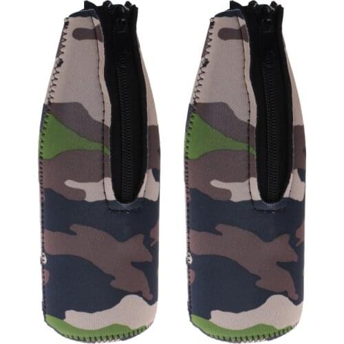 Outdoor Beer Soda Bottle Holder Drink Party Cooling Wrap Camouflage Zipper