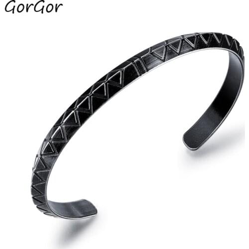GorGor Creative Style Rhombic Titanium Steel Student Versatile Trendy Internet Celebrity Cold Wind Open Mens Bracelet 943