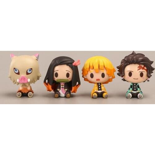 Q Version Demon Slayer Sitting Ghost Doll Tanjiro Nidouzi Inosuke Zenizu Action Figure Movie Model Toys Doll