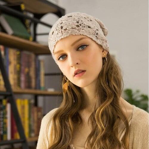 Girl Hand-woven Korean Beanie Hat Spring Autumn Women Sweet Cute Wool Skullies Cap Female Multifunctional Collar Knit Hats H6777