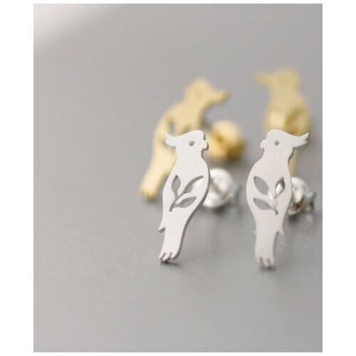 Jisensp Fashion Lovely Parrot Earring for Women Animal Stud Earrings Wedding Jewelry Bridal Gift pendientes mujer moda 2018