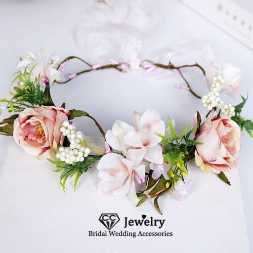 CC Headbands for Women Wedding Hair Accessories Engagement Jewelry Bridal Crown Flower Tiara Headdress Seaside Wreath Sale 58351