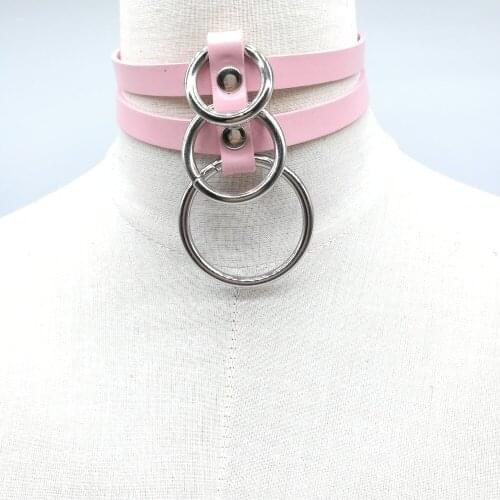 Women New Fashion punk Choker necklace Sexy Harajuku Handmade Rock Spike Leather rivet Button Collar double belts torques