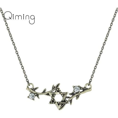 Antique Crystal Leave Star Of David Necklace Women Girls Eye Of Horus Vintage Hexagram Necklace Vintage Gift Dropshipping