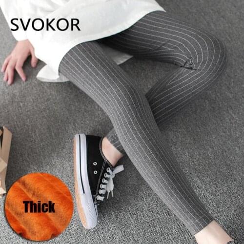 SVOKOR Winter Warm Leggings Women Plus Size Velvet Legging Striped High Waist Leggins Slim Sexy Leggins Womens Pants Elasticity