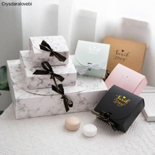 10pcs Gift Packaging Paper Box Wedding Birthday Party Supplies Chocolate Clothes Pack Boxes Gold/Kraft/Black/Marble Style