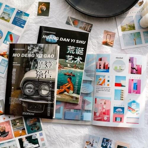 20 Sheets World Miniature Series PET Sticker Book Creative Magazine Journal Decoration DIY Scrapbook Sticker Material