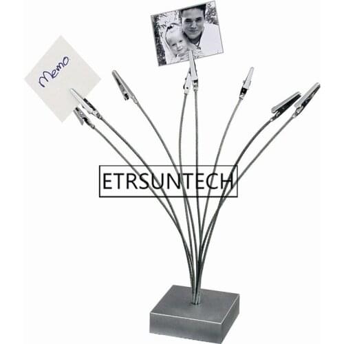30pcs Silver Boxy Base Multi Wire Photo Clips 8 Branch Memo Holders Table Place Card Clamps Exihibition Display