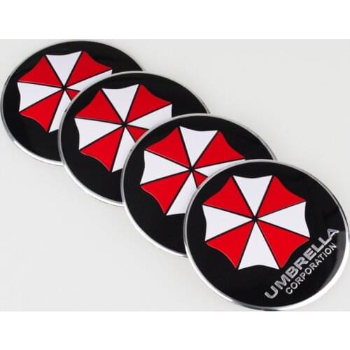 4PCS 56MM Car styling 3D Aluminum alloy Umbrella corporation Car Steering tire Wheel Center car stickers decals