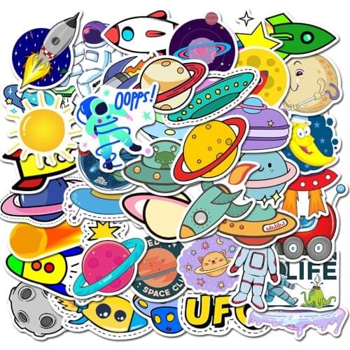 50 pcs/pack Alien Planet Astronaut Cartoon Journal Decorative Stationery Craft Stickers Scrapbooking DIY Diary Album Stick Label