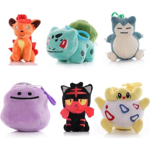6 Styles 9-14cm Pokemon Ditto Snorlax Bulbasaur Togepi Vulpix Litten Plush Toys Dolls Kawaii Stuffed Peluches Gifts for Kids