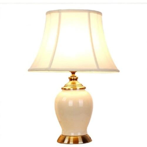 On Sale American Rural Ice Cracked Ceramic Fabric Led E27 Table Lamp For Living Room Bedroom Study Blue/white H 56cm Ac 80-265v